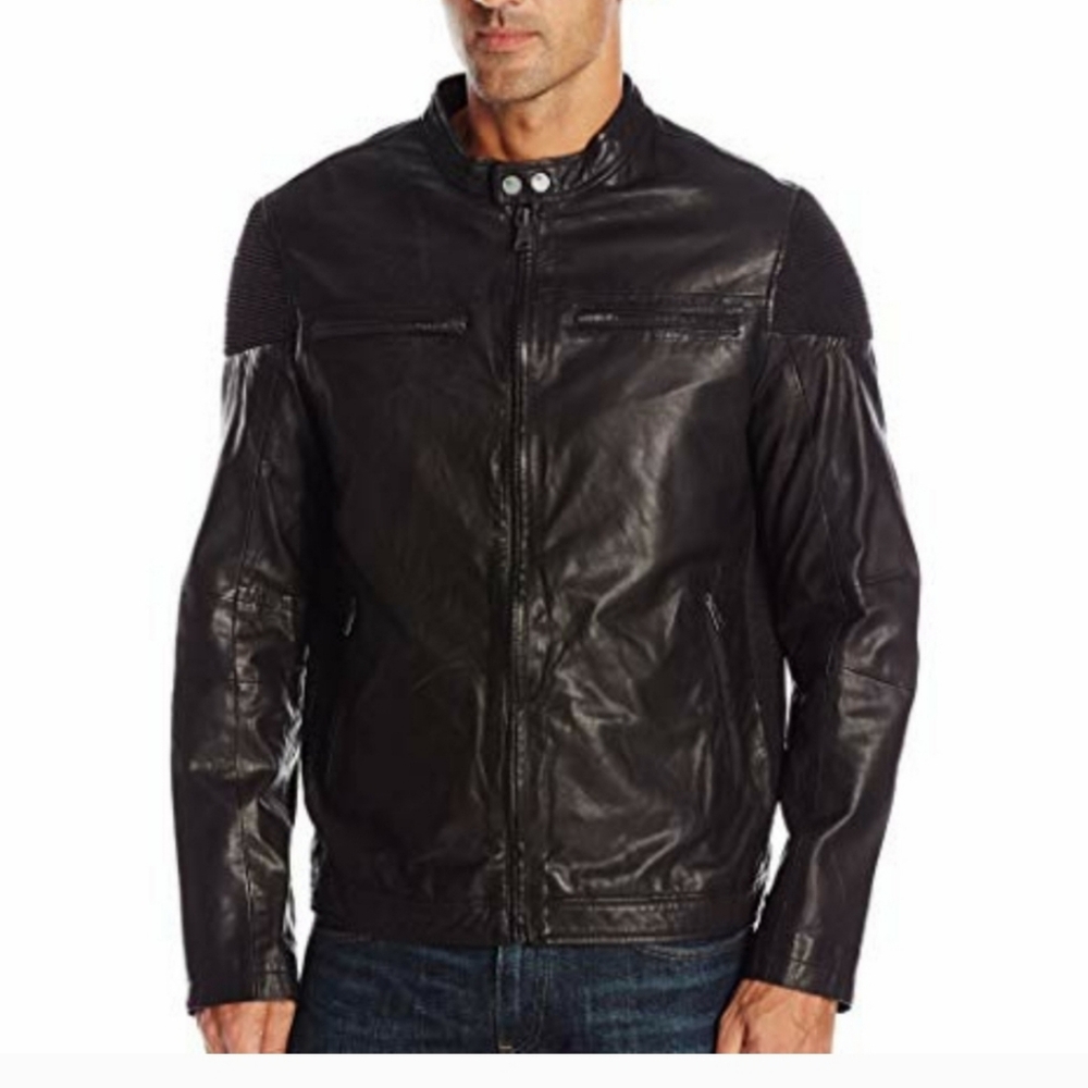 Men's leather biker jacket xl rogue state